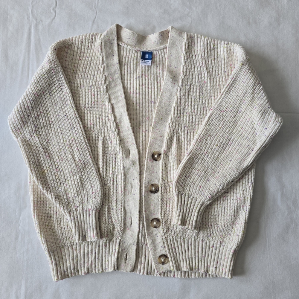 Old Navy Speckled Cream Knit Cardigan